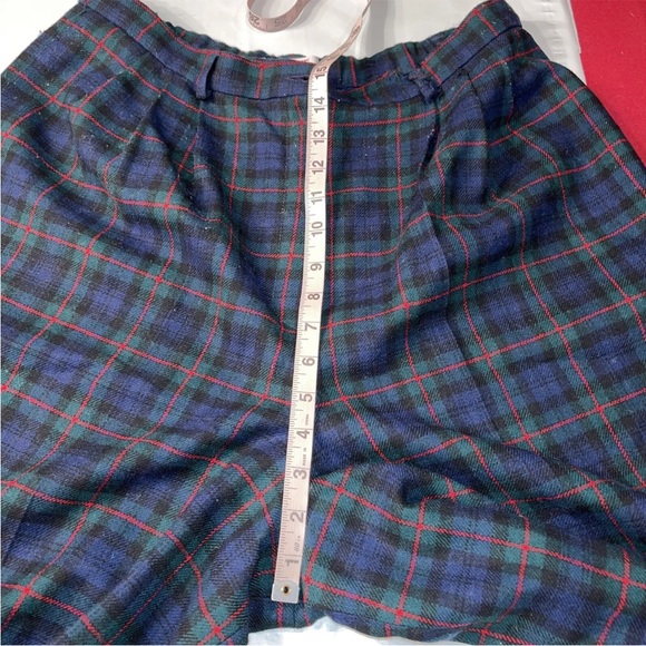90s Pendleton blue green PLAID pleated wool SHORTS, size 18 Lined Argyle Tartan - Picture 4 of 16